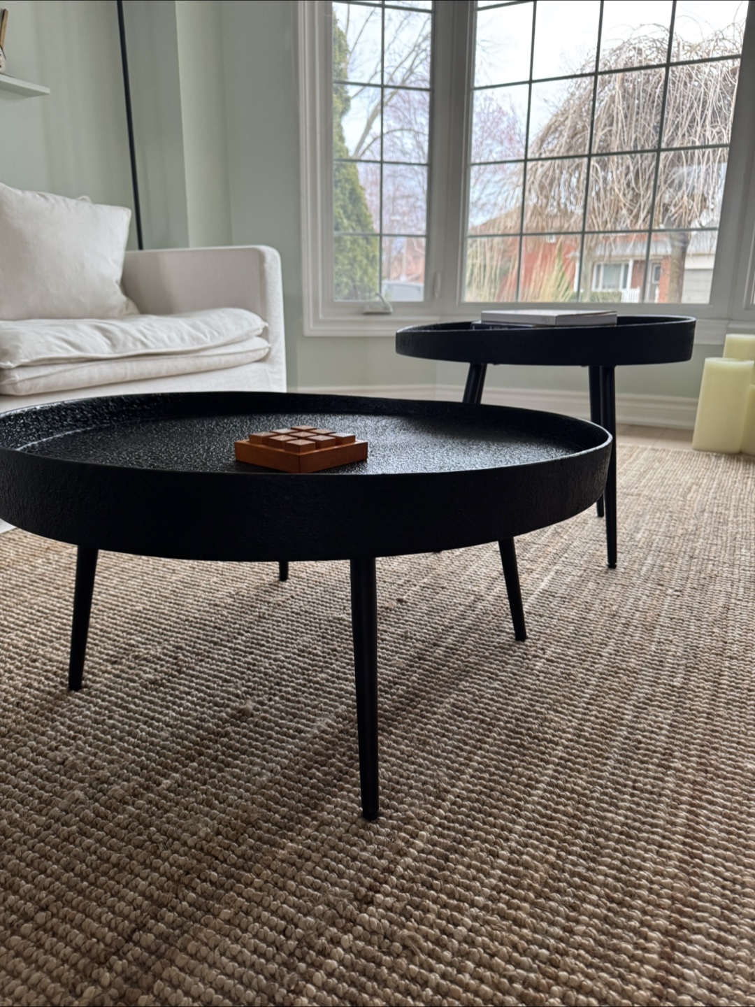 Pair of Black Round Coffee Tables - photo 2