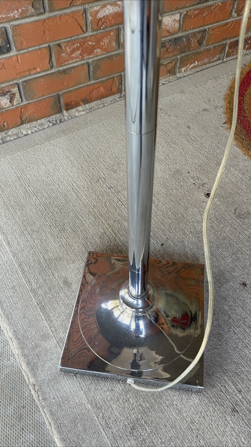 Chrome Floor Lamp with Adjustable Arm and Off-White Shade - photo 5