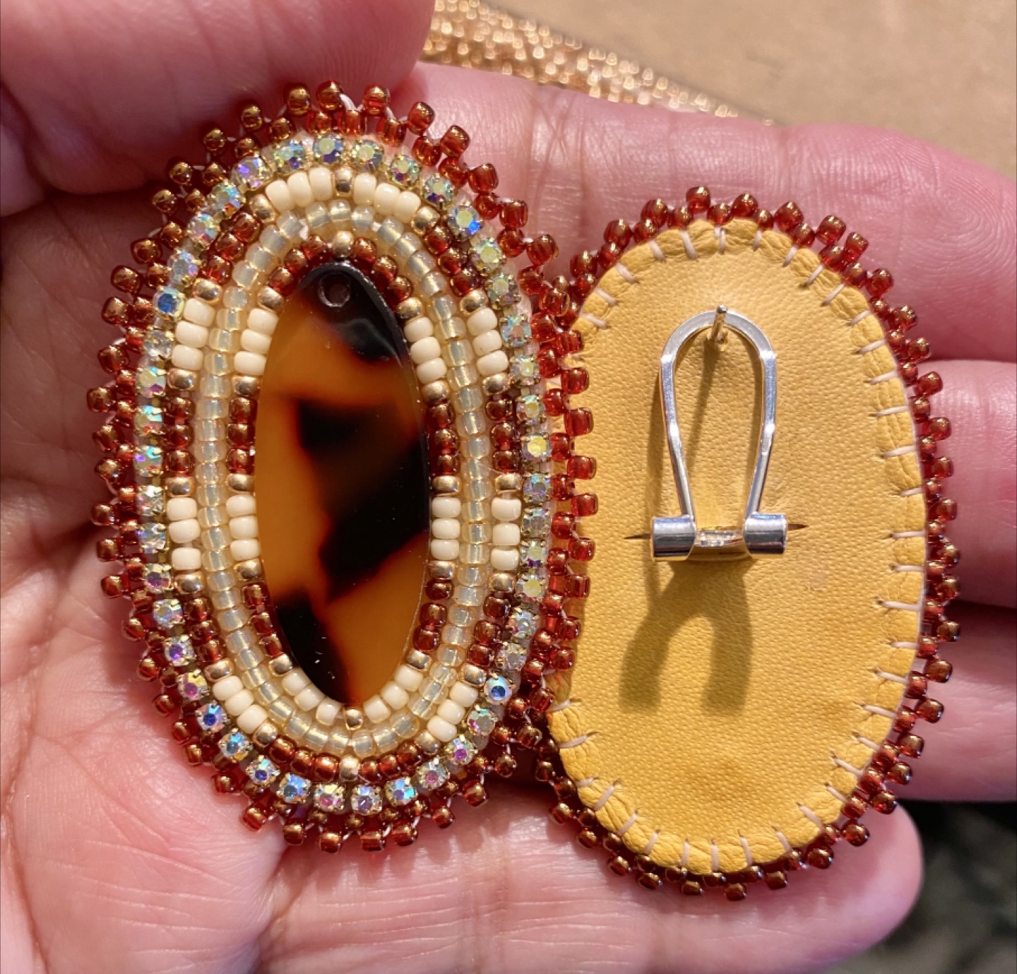 Beaded Tortoise Shell Earrings