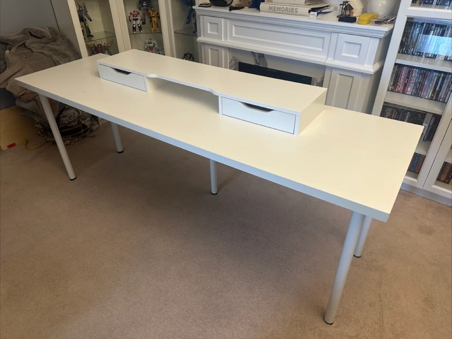 White IKEA Desk with monitor stand thumbnail