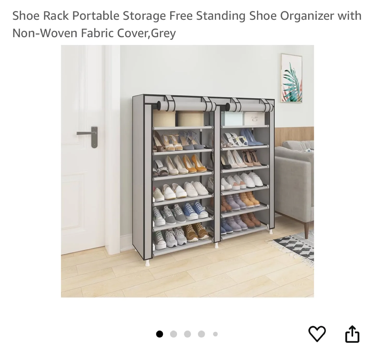 Grey Fabric Shoe Rack Organizer image indicator(2)