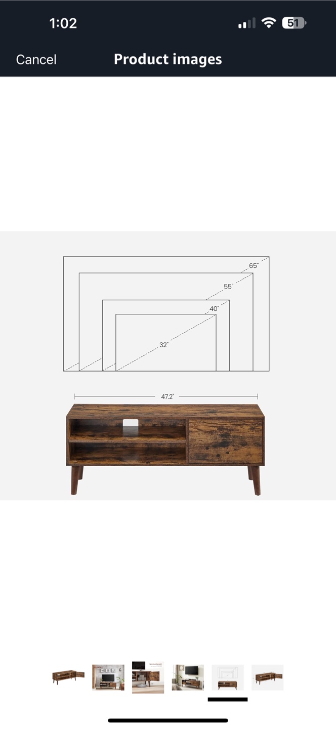Mid-Century Modern TV Stand - Rustic Brown - photo 4