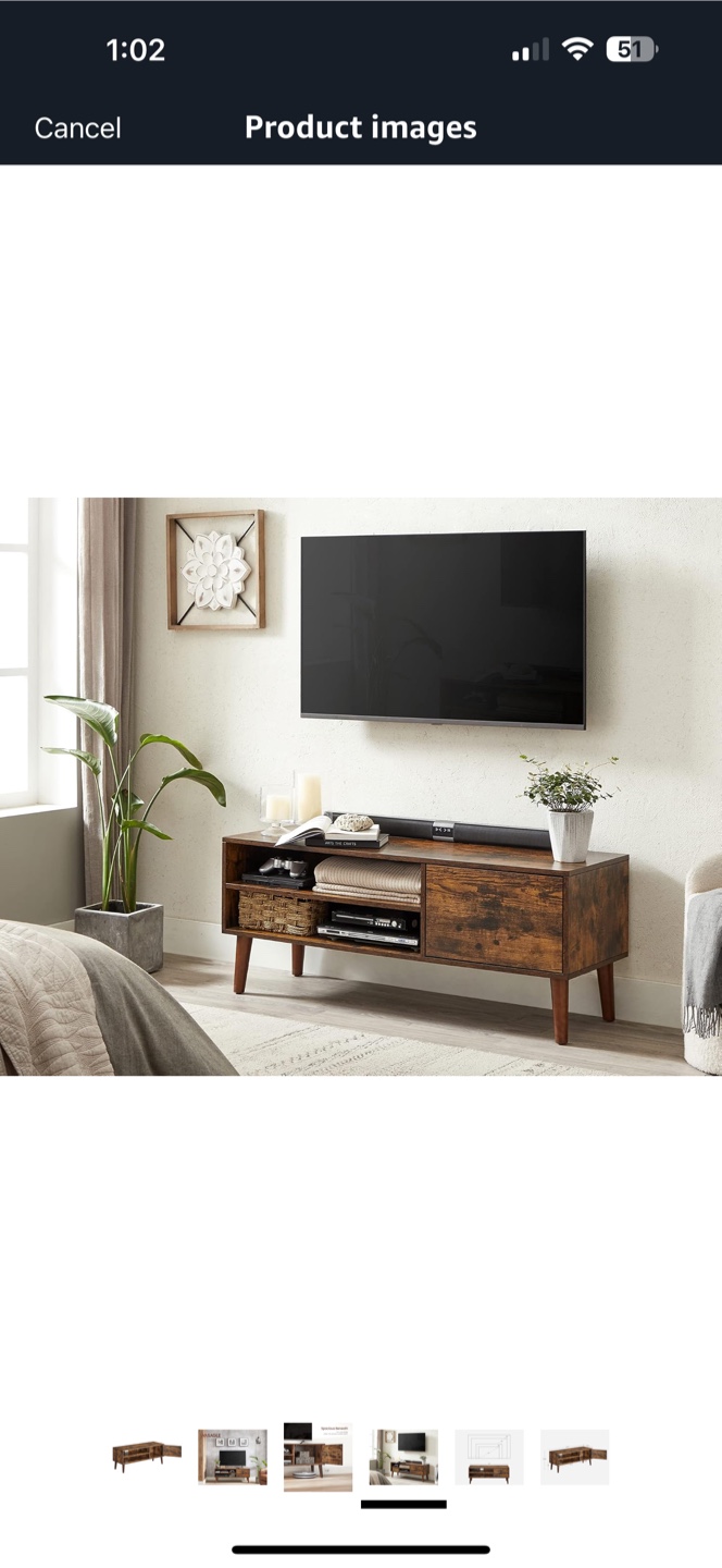 Mid-Century Modern TV Stand - Rustic Brown - photo 3