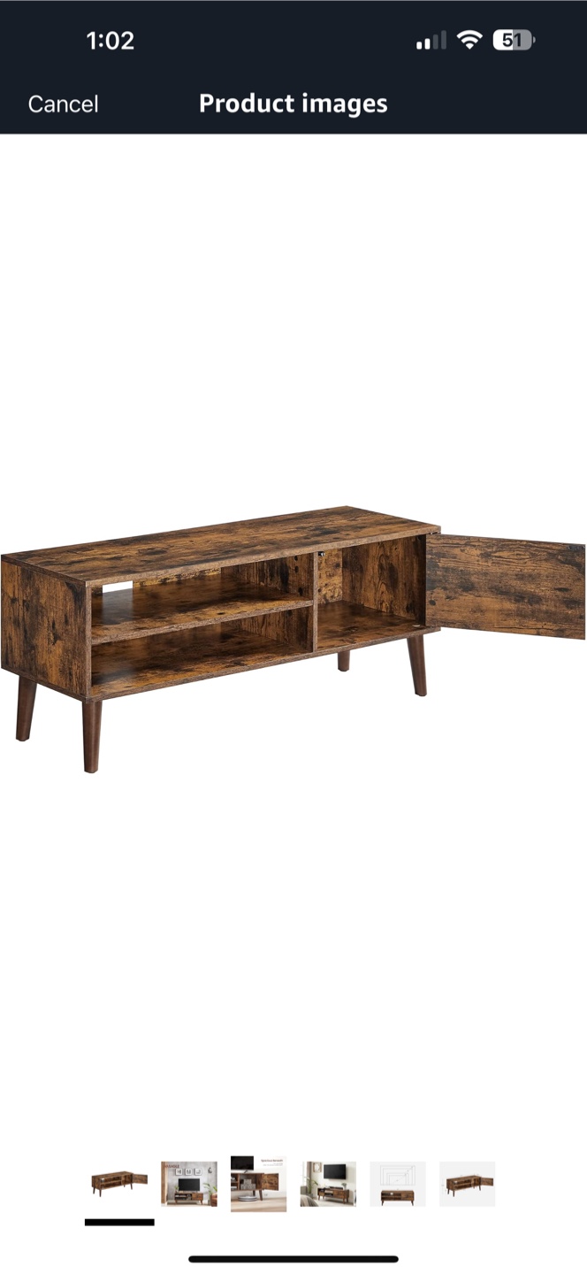 Mid-Century Modern TV Stand - Rustic Brown - photo 2