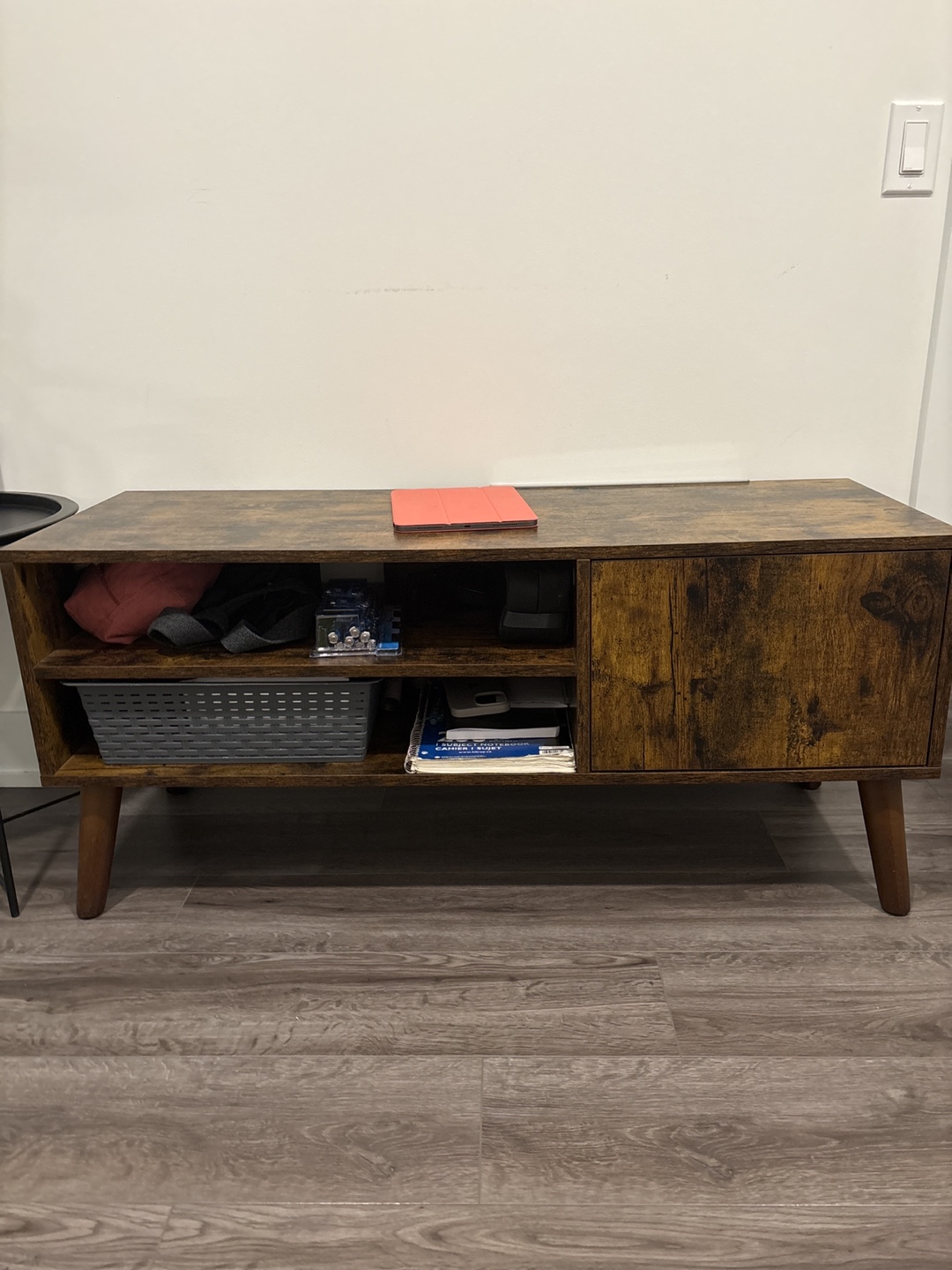 Mid-Century Modern TV Stand - Rustic Brown