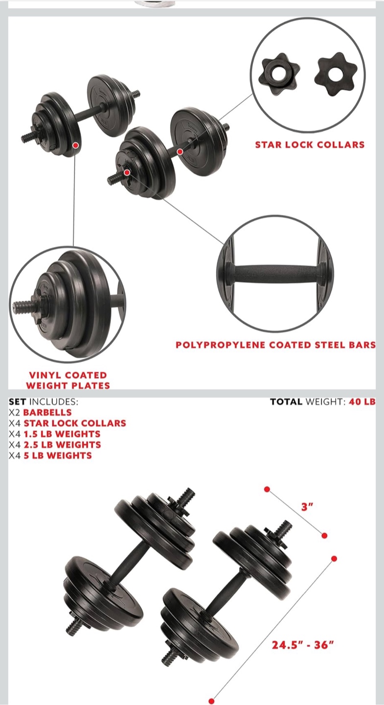 40lb Adjustable Dumbbell Set - photo 3
