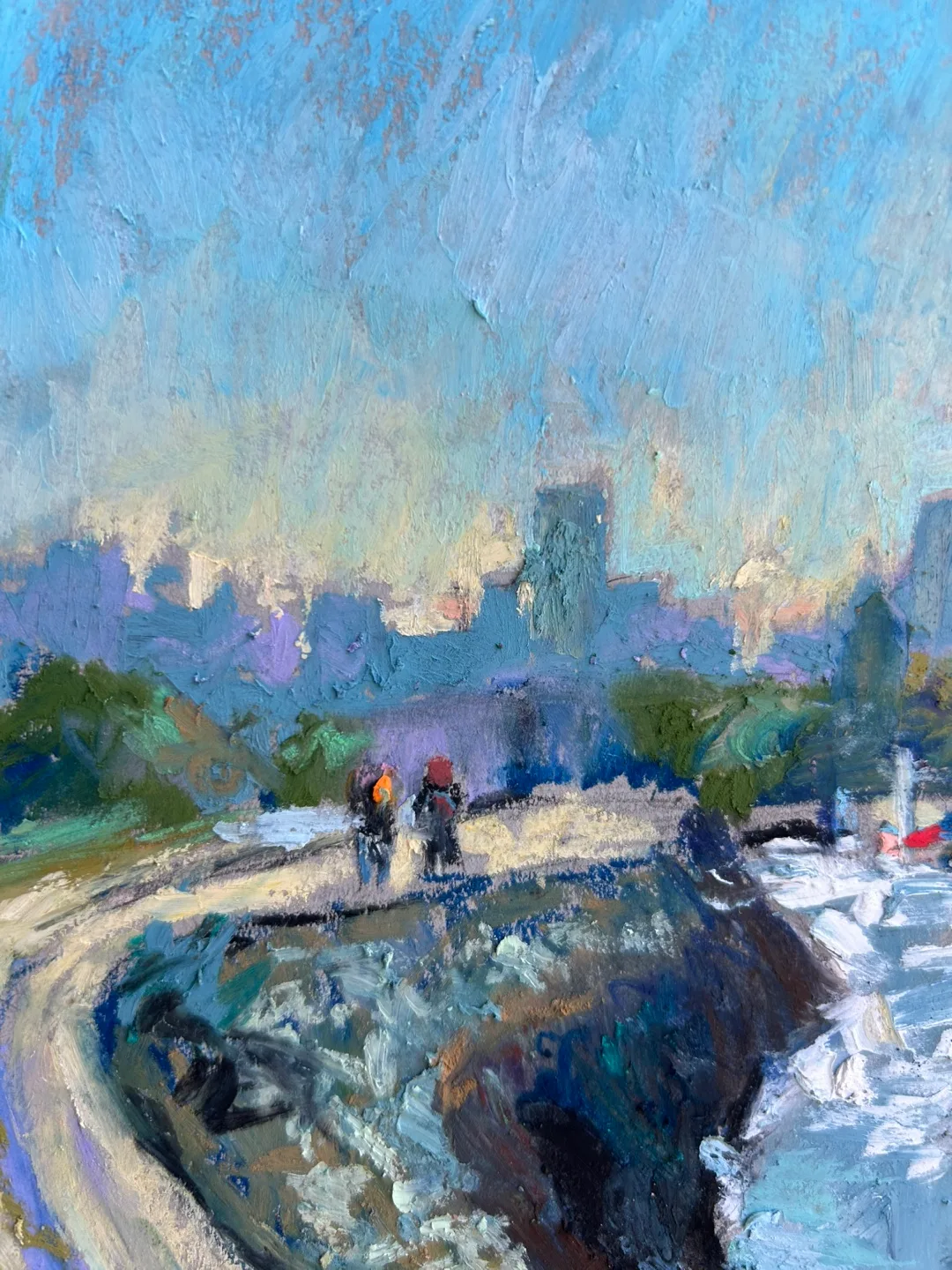 “Seawall Stroll” Original Oil Pastel Painting image indicator(3)