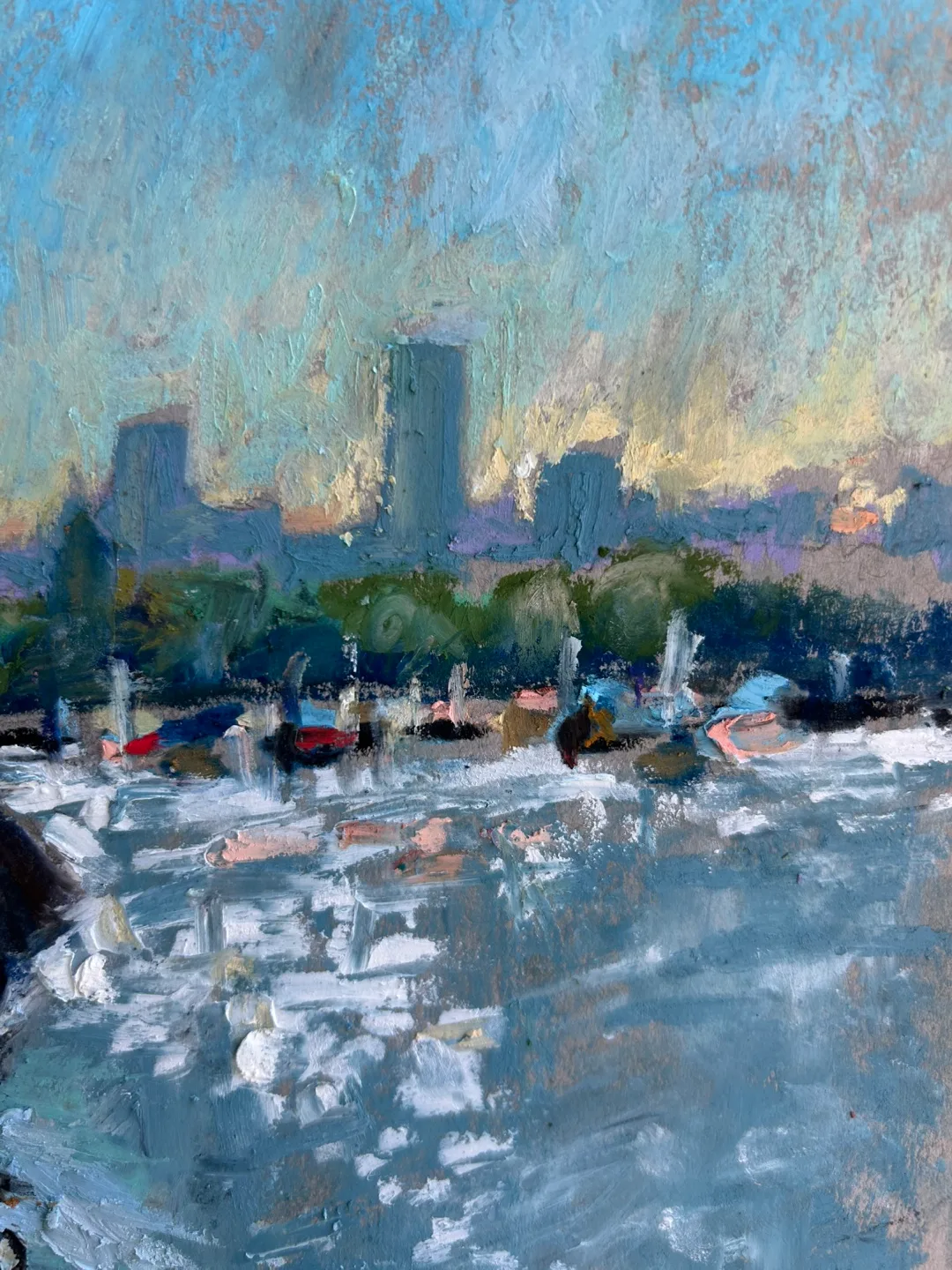 “Seawall Stroll” Original Oil Pastel Painting image indicator(4)