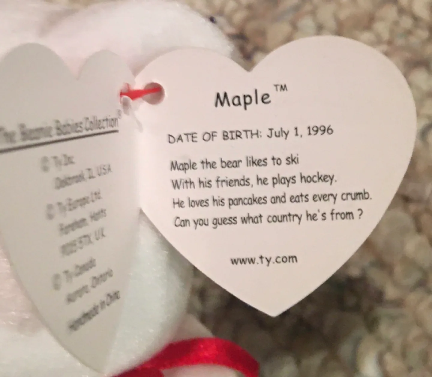 Vintage Ty Beanie Babies Maple & Peace Bears image indicator(2)