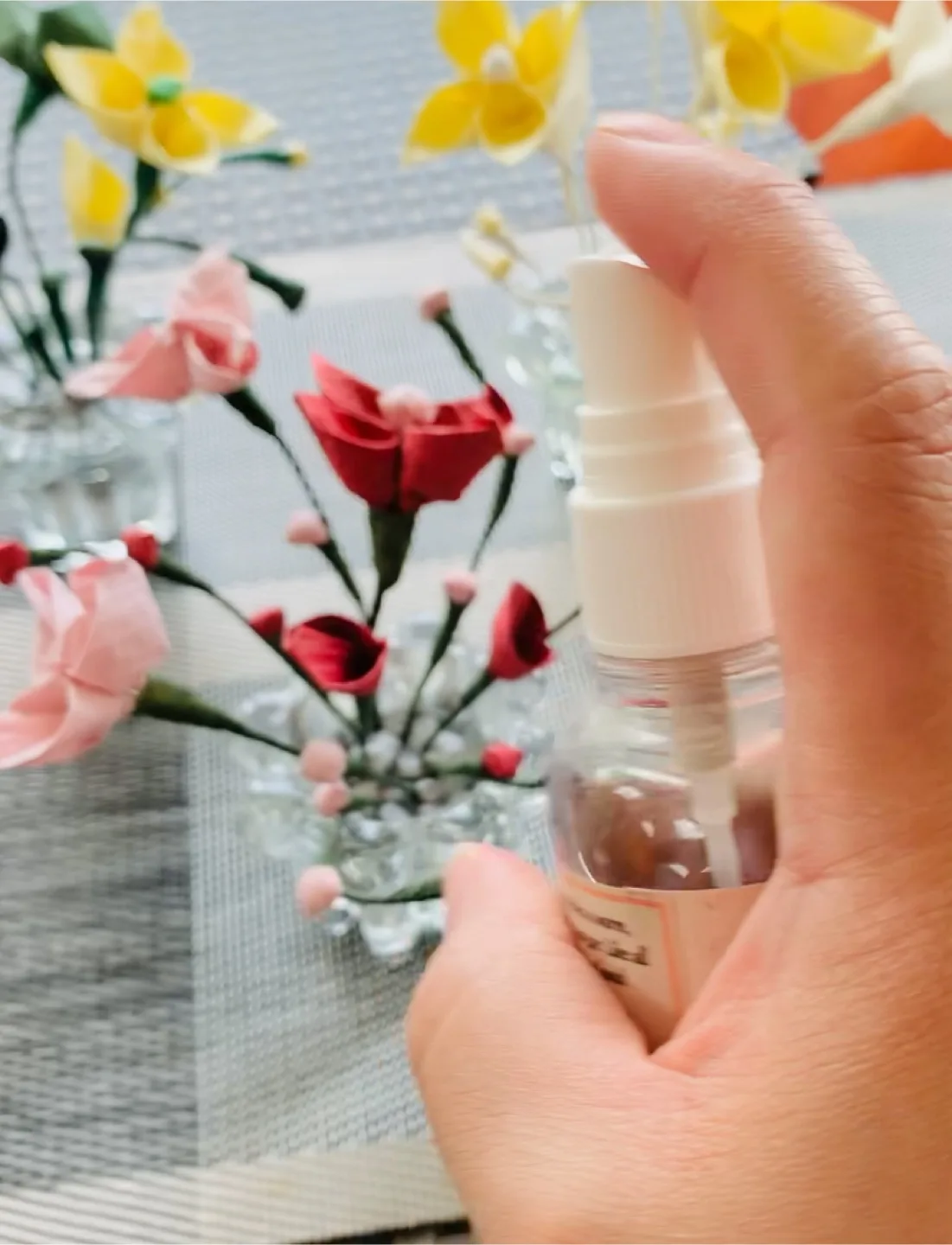 NEW handcrafted flower decor in glass pot image indicator(9)