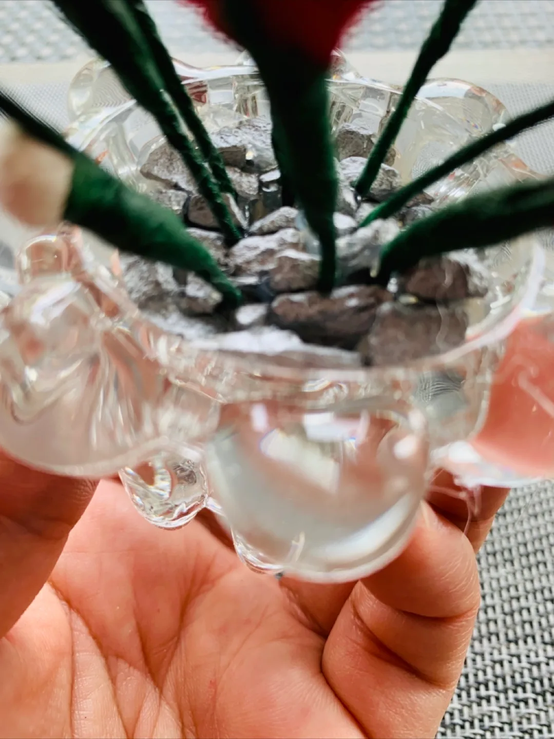 NEW handcrafted flower decor in glass pot image indicator(7)