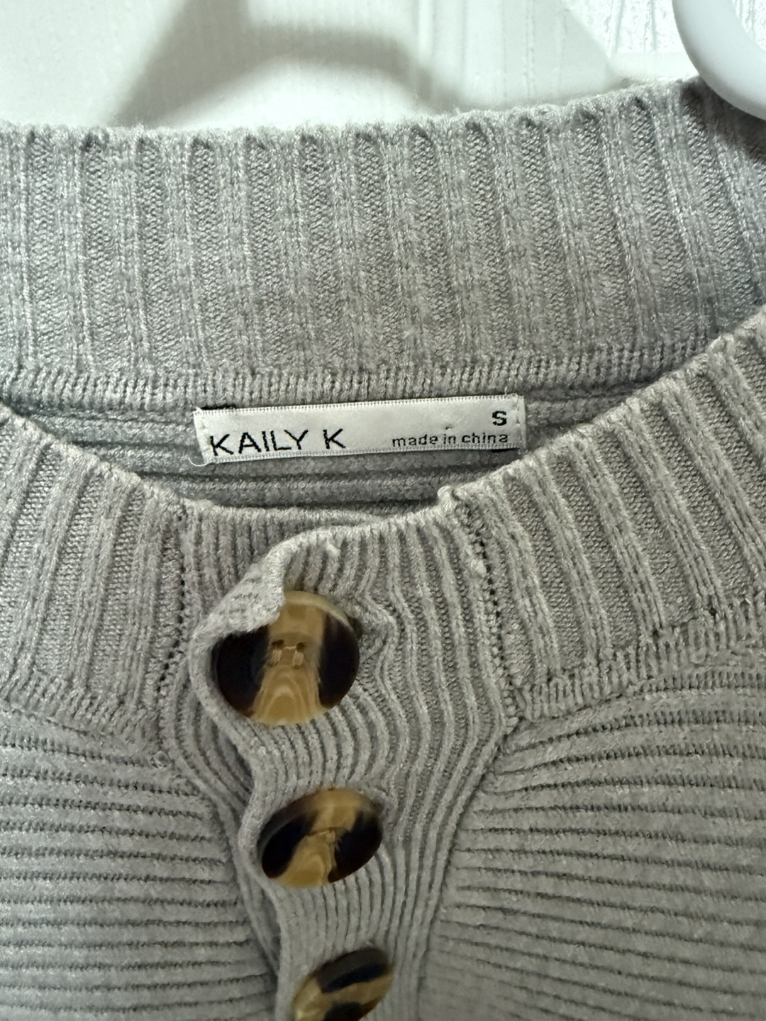 Grey Ribbed Knit Sweater - Size Small
