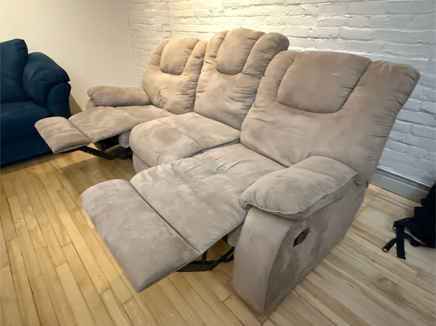 Beige Reclining Sofa
