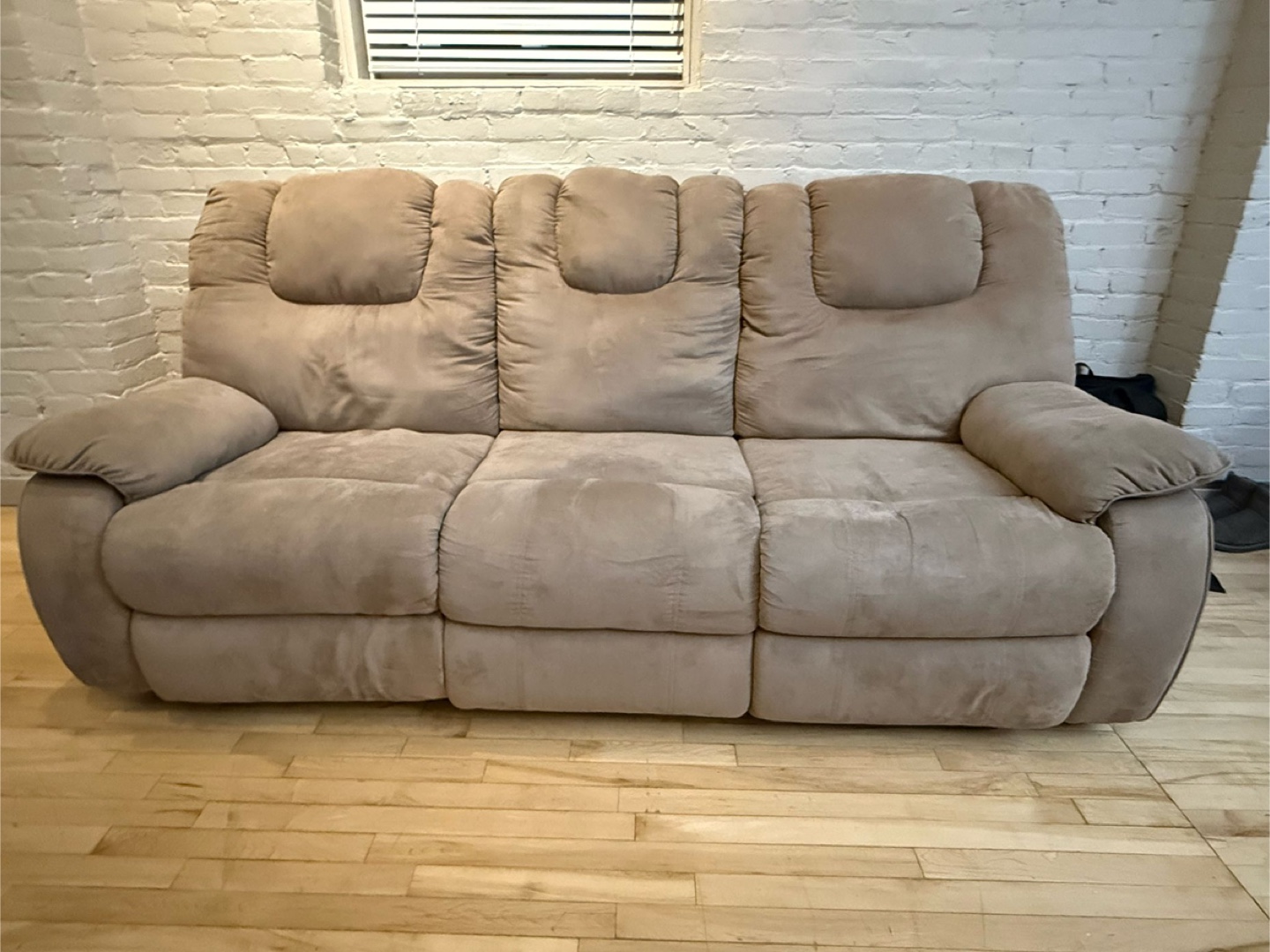 Beige Reclining Sofa - photo 2