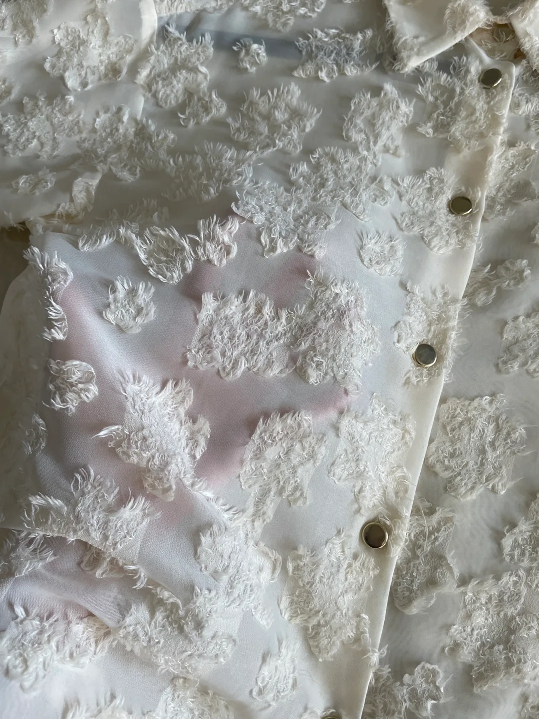 Zara White Embroidered Button-Up Shirt - Size XS image indicator(5)