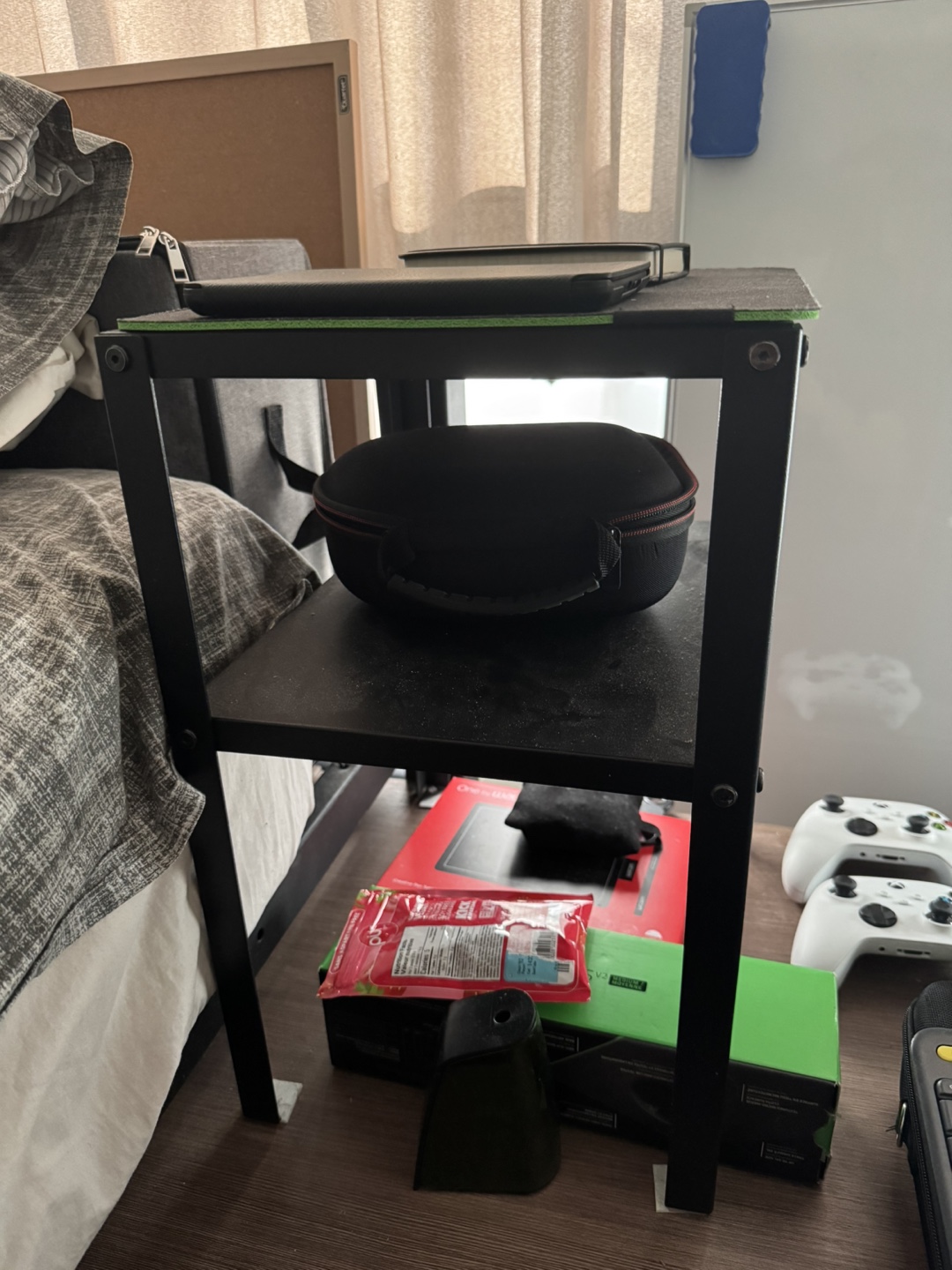 Two-Tier Black Metal Side Table