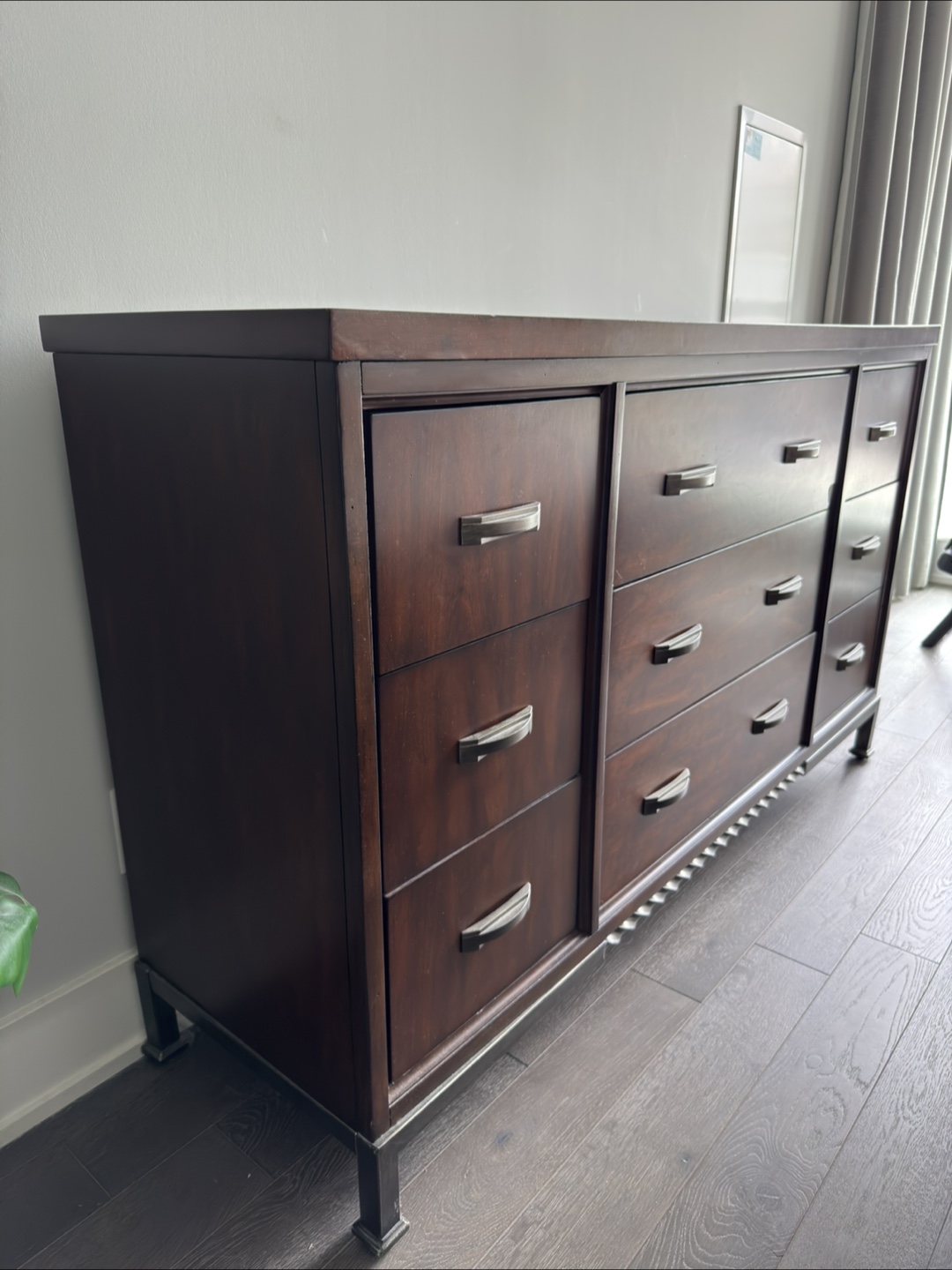 Dark Brown Wooden Dresser with Nine Drawers - photo 2
