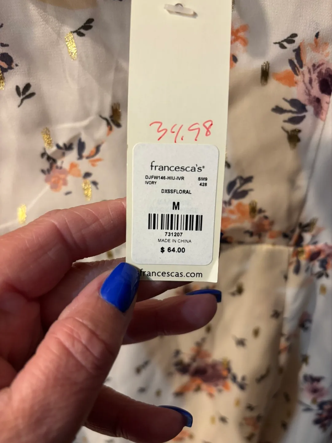 Francesca's Floral Maxi Dress Size M image indicator(5)