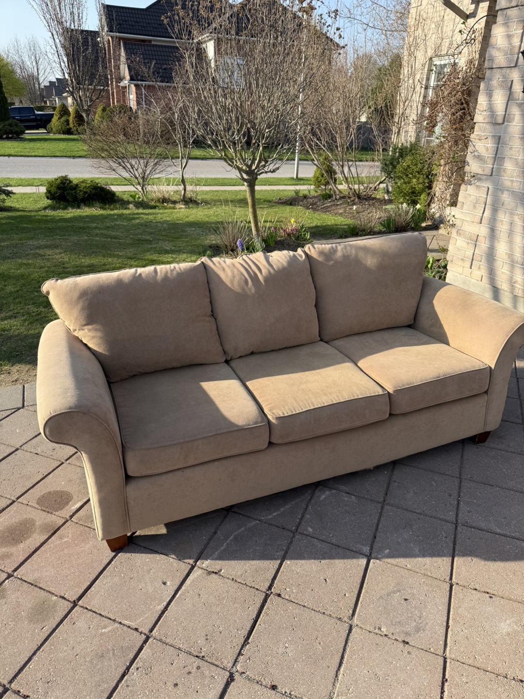 Beige Three-Seater Sofa