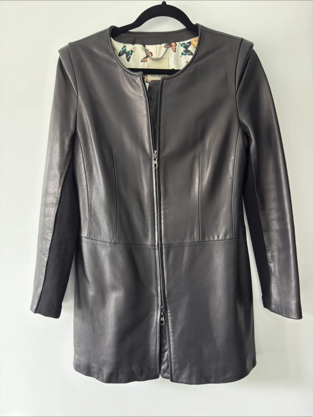 Ted Baker Women's Black Leather Jacket Size 4 thumbnail