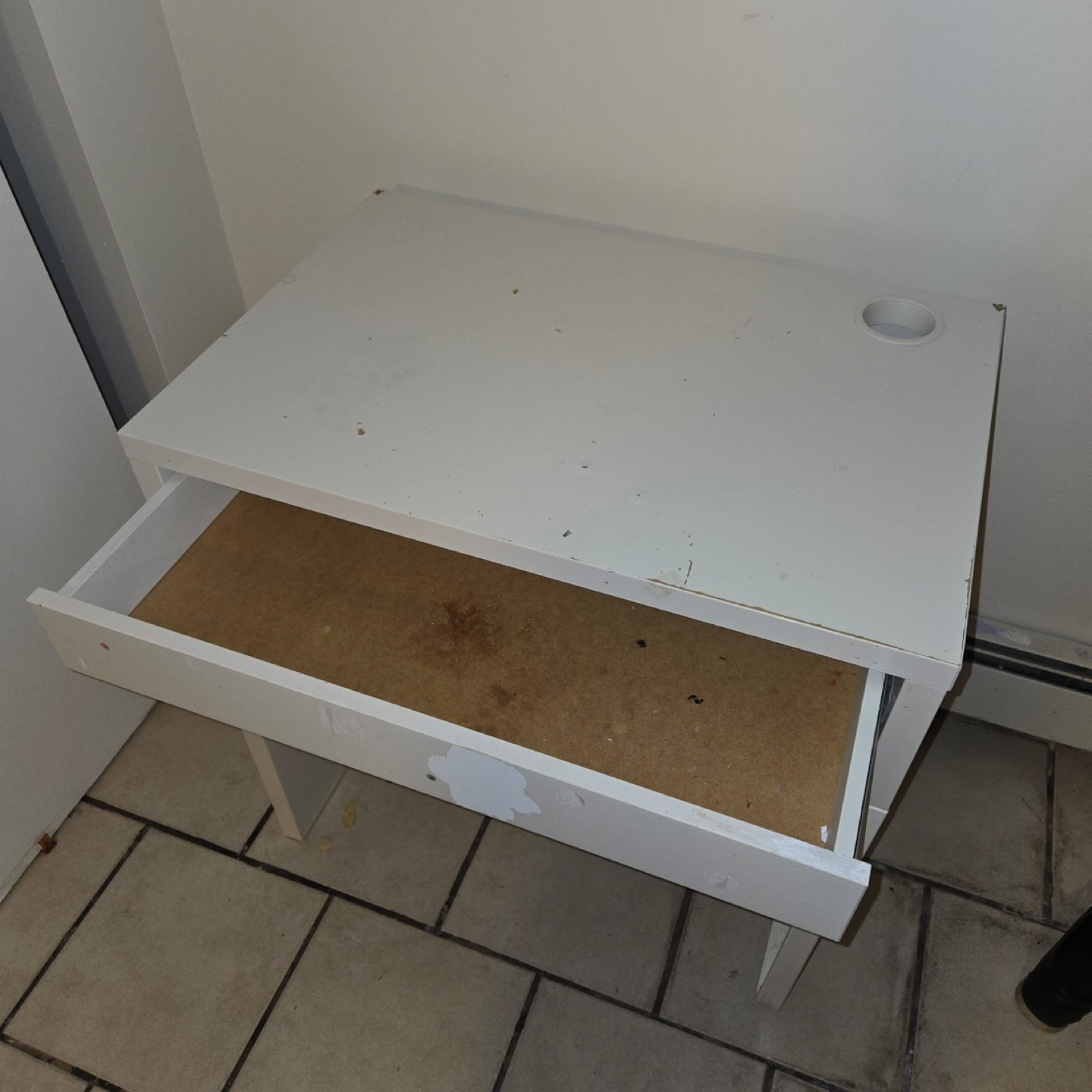 White Desk and Folding Chair Set