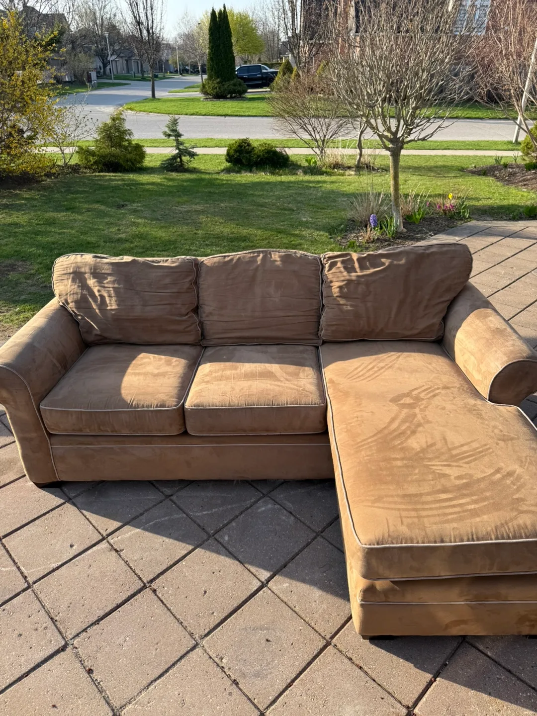 Brown Microfiber Sectional Sofa image indicator(2)