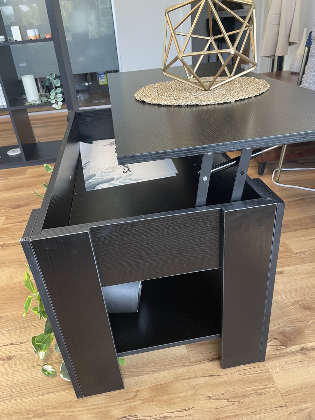 Black Lift Top Coffee Table with Storage - photo 4