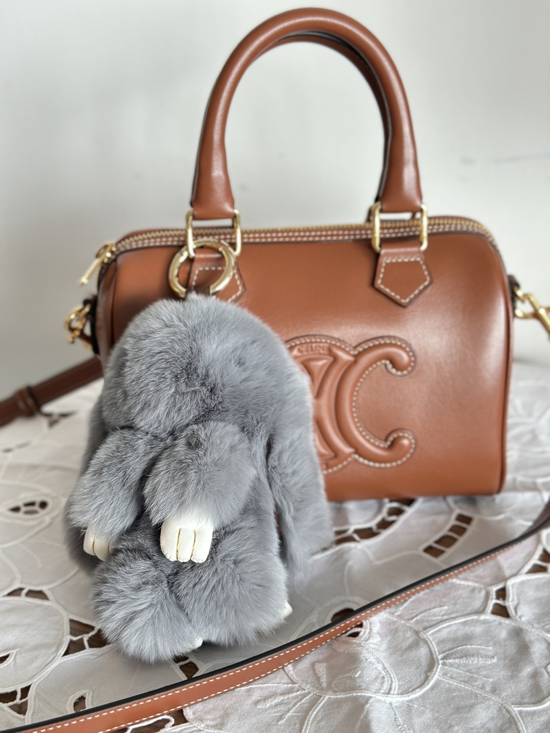 Grey Bunny Fur Keychain/Bag Accessory - photo 3