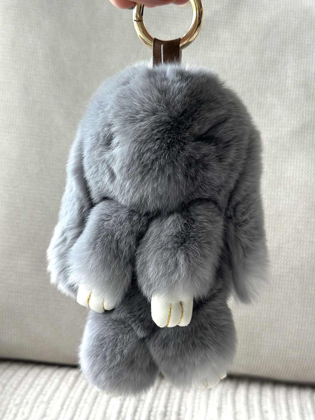 Grey Bunny Fur Keychain/Bag Accessory
