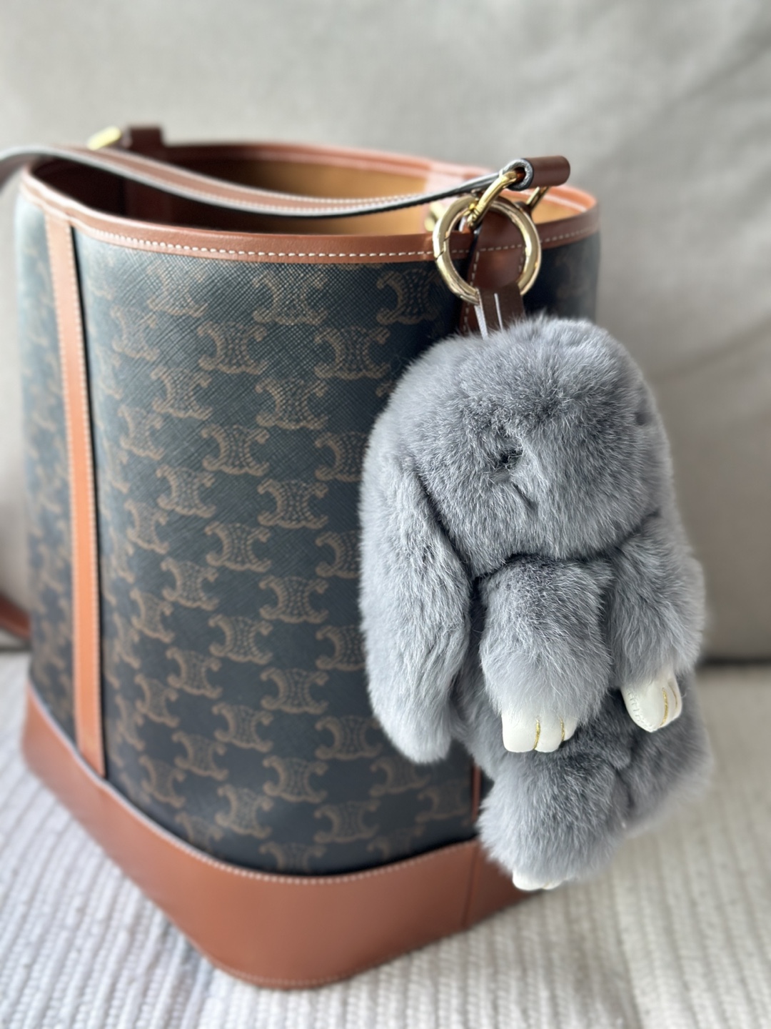 Grey Bunny Fur Keychain/Bag Accessory - photo 2