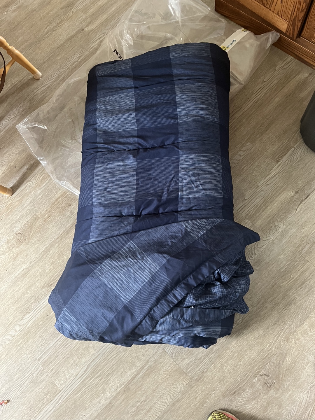 Navy Blue Striped Comforter