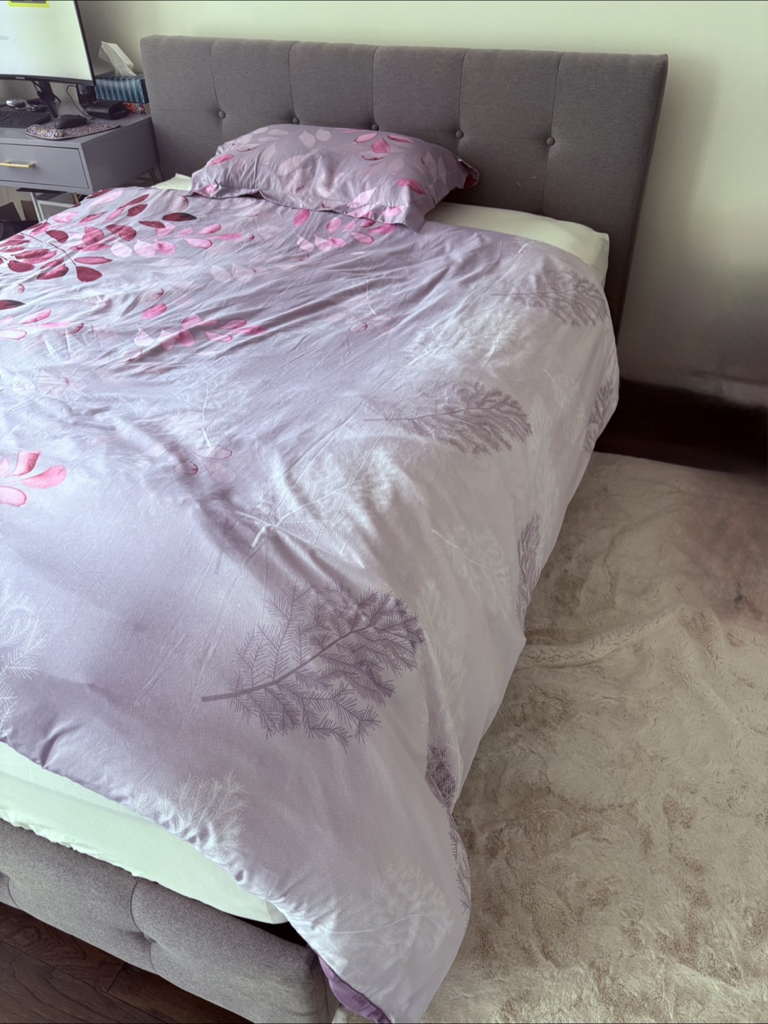 Queen Upholstered Bed Frame with queen mattress - photo 4