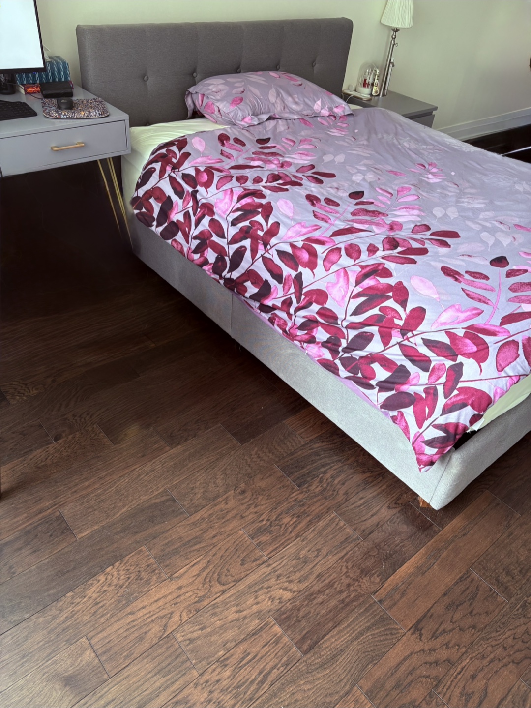 Queen Upholstered Bed Frame with queen mattress