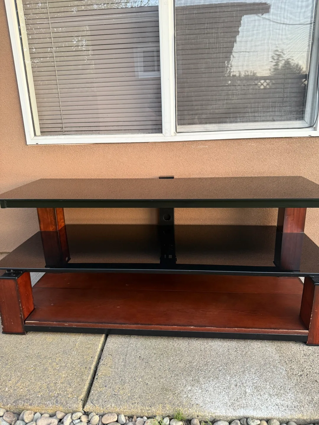 Black Glass & Wood TV Stand