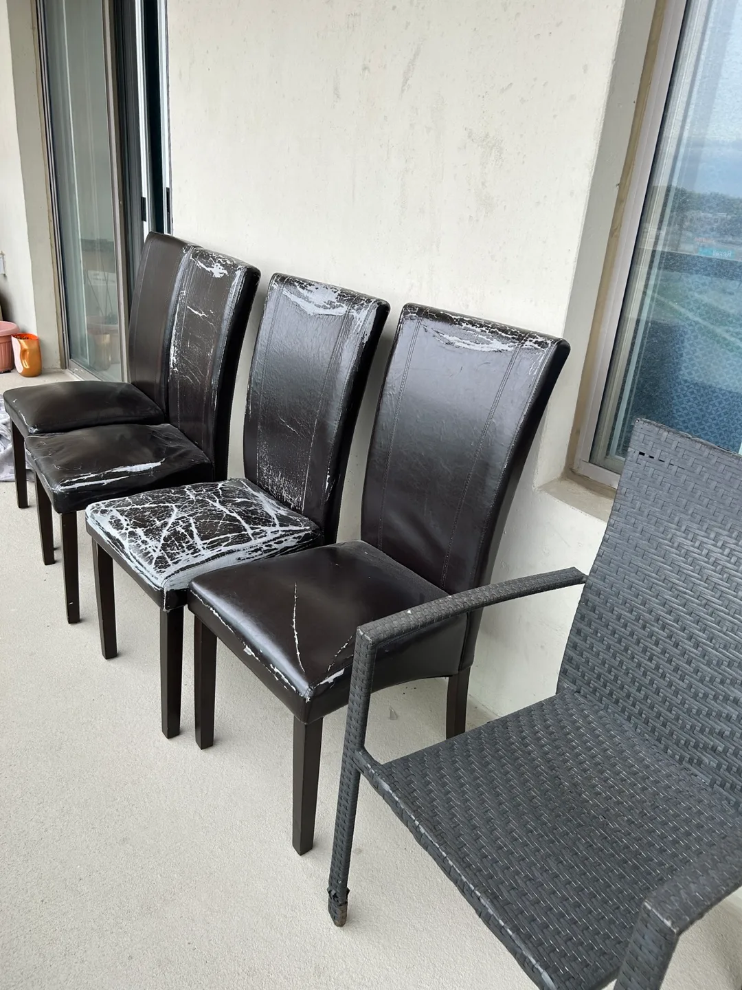 4 dining chairs with covers +1 patio chair image indicator(2)