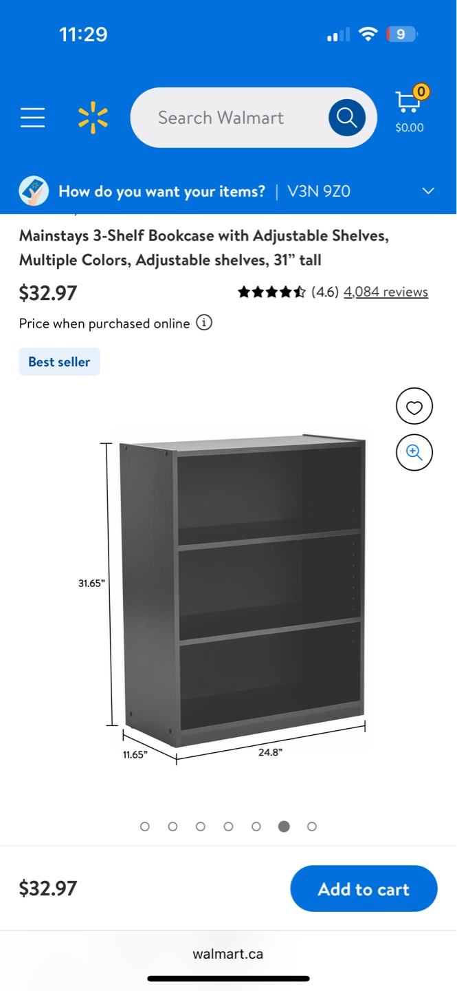 Mainstays 3-Shelf Bookcase - Black - photo 3