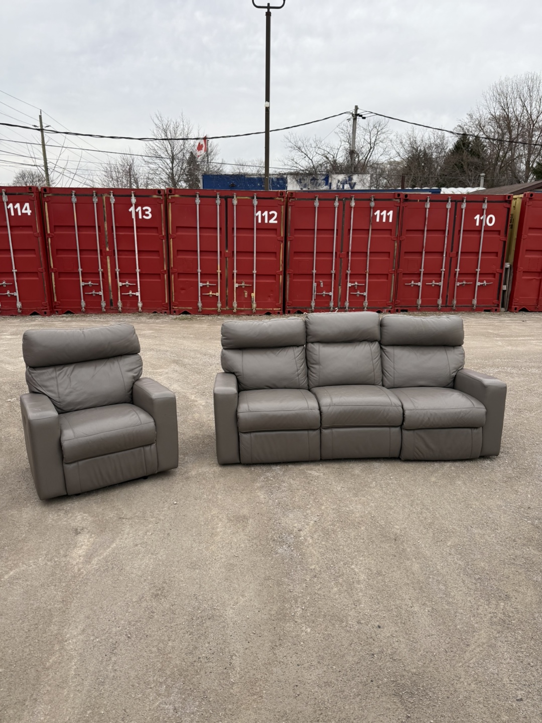 Reclining Leather Sofa and Loveseat Set