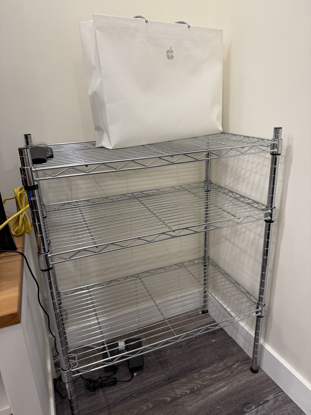 Three-Tier Chrome Wire Shelving Unit