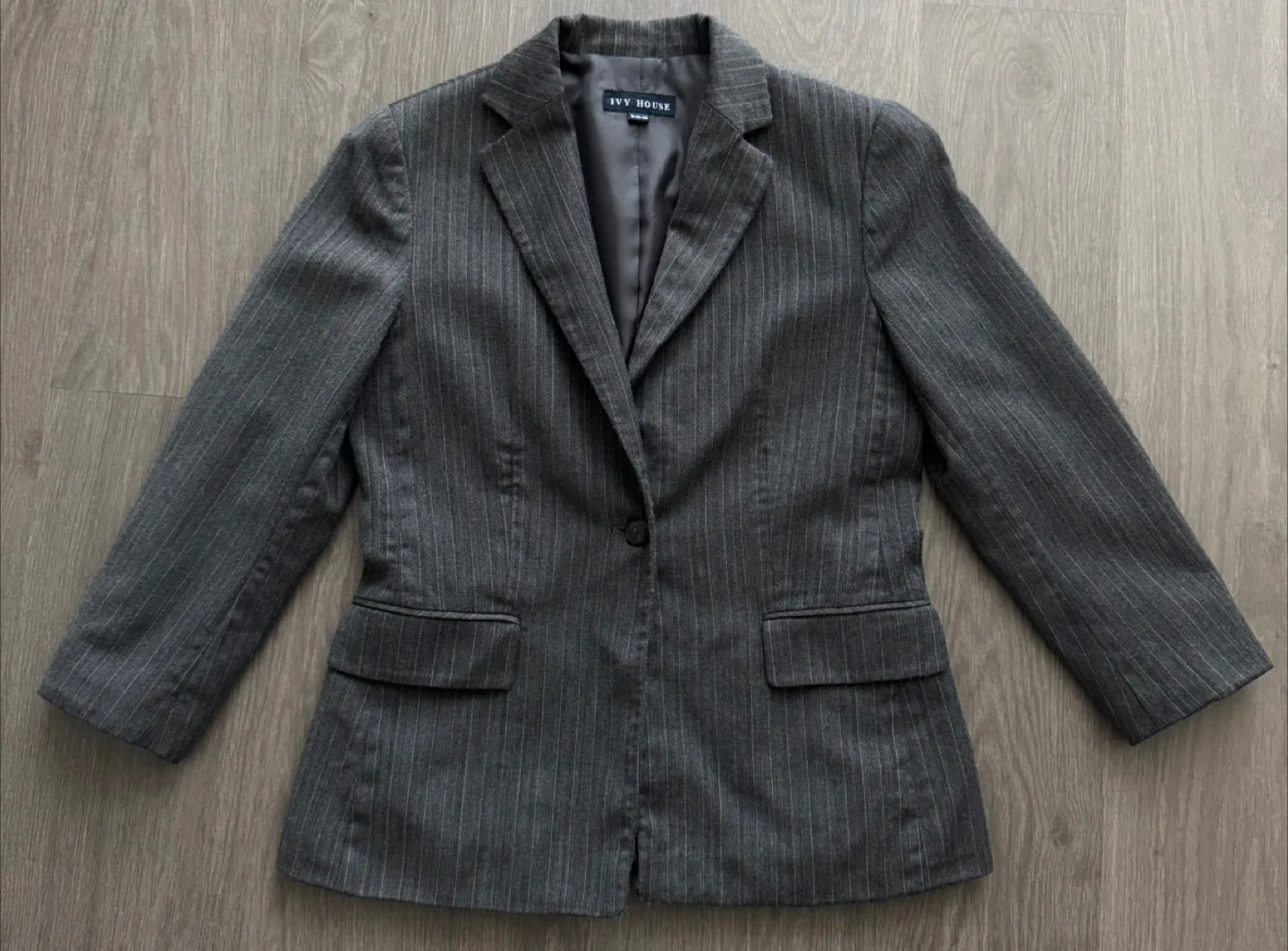 Ivy House Women's Grey Pinstripe Blazer thumbnail