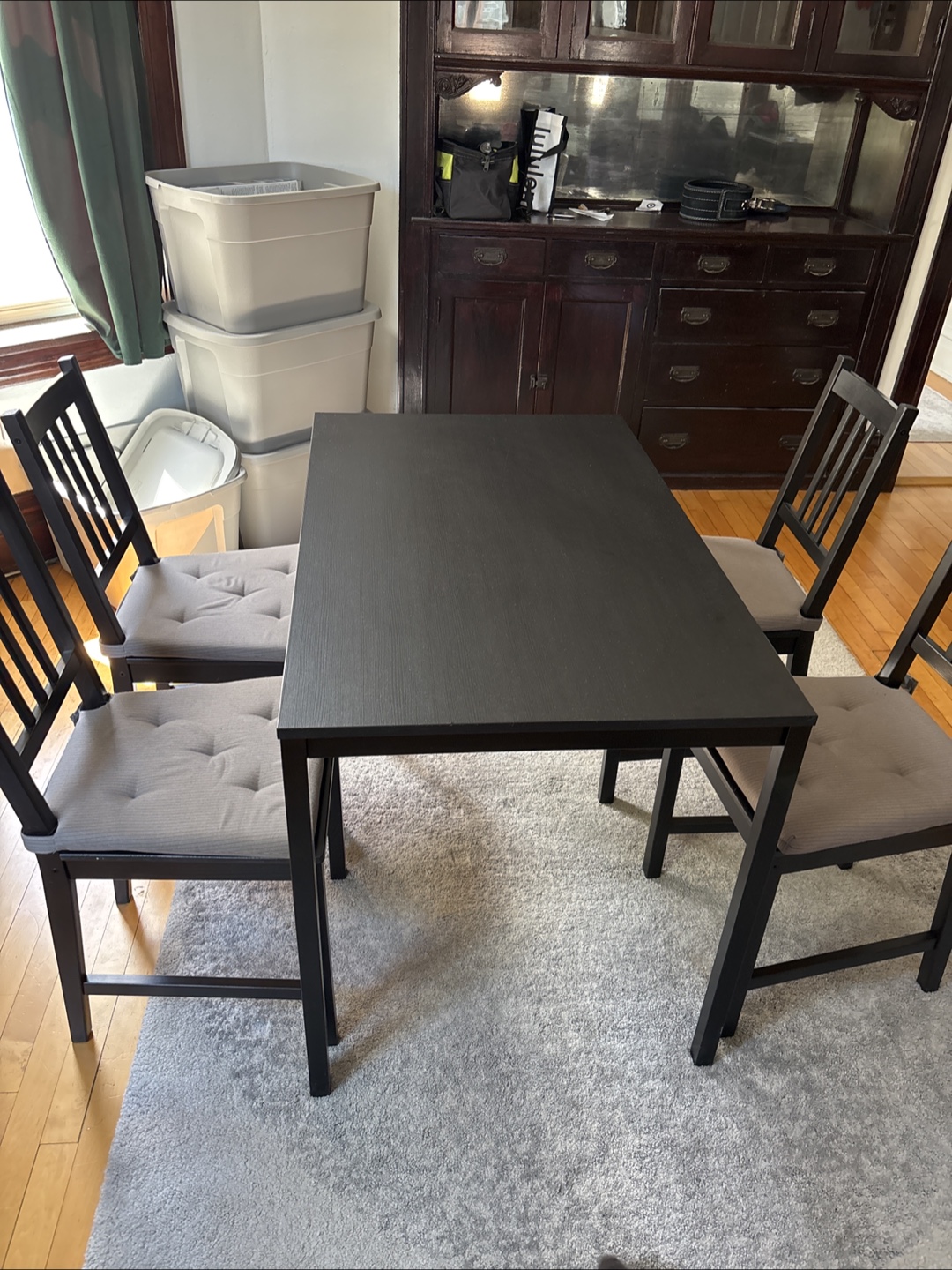 Black Dining Table Set with Four Chairs - photo 4