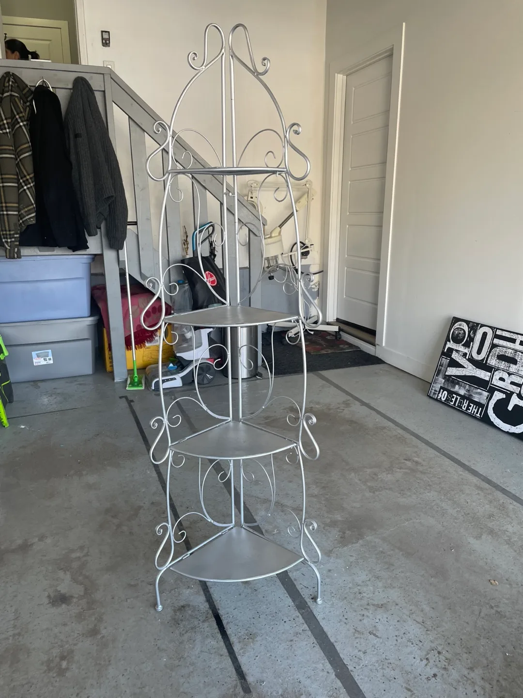 Silver Metal Foldable Corner Shelf