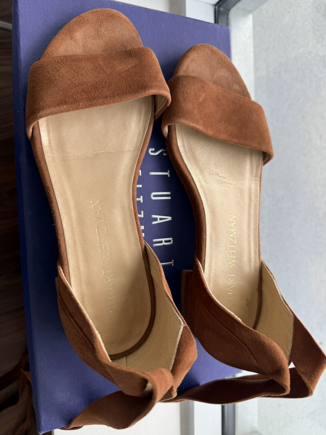 Stuart Weitzman Brown Suede Wrap Sandals