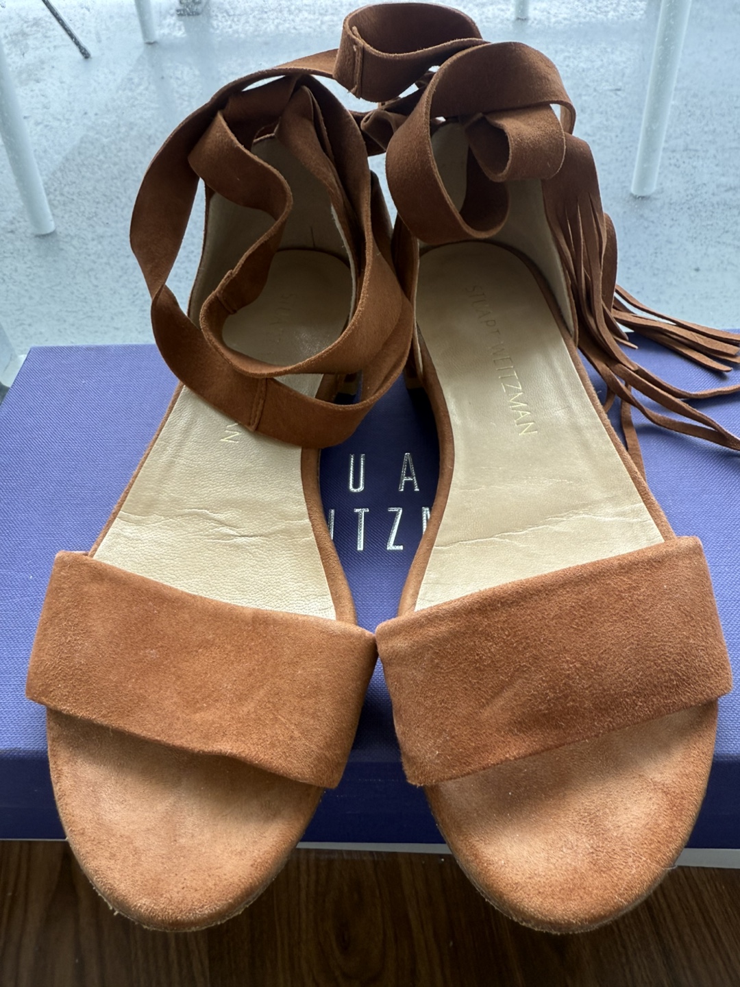 Stuart Weitzman Brown Suede Wrap Sandals - photo 4