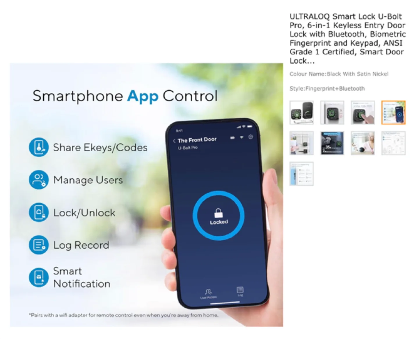 ULTRALOQ Smart U-Bolt Pro Keyless Entry Door Lock image indicator(3)