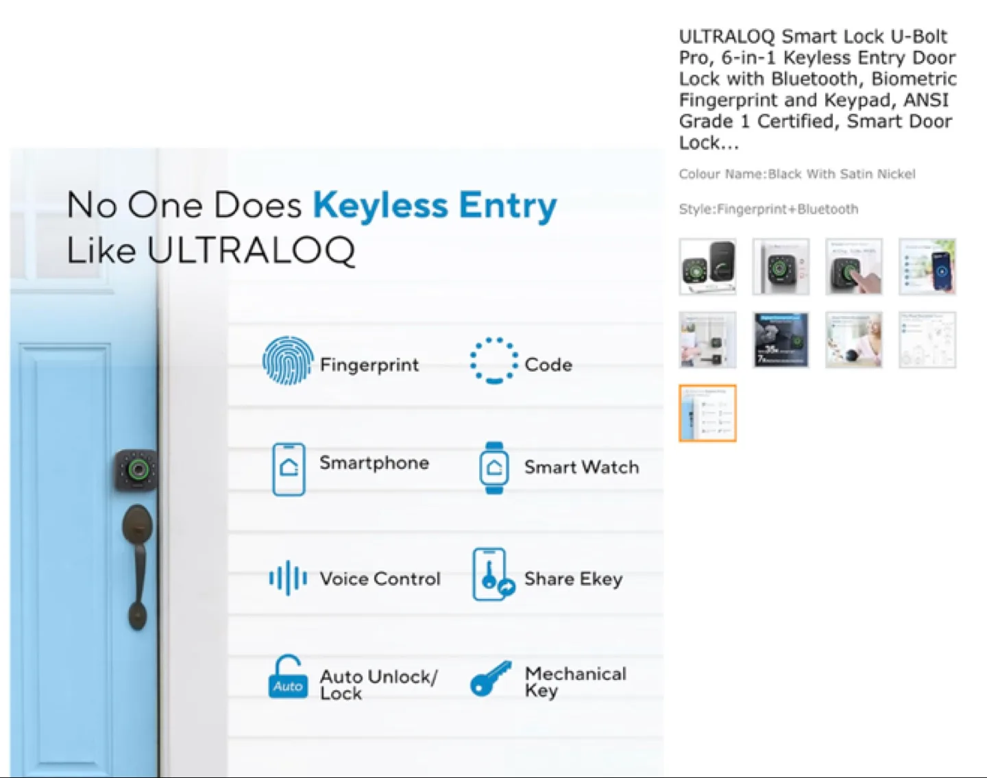 ULTRALOQ Smart U-Bolt Pro Keyless Entry Door Lock image indicator(5)