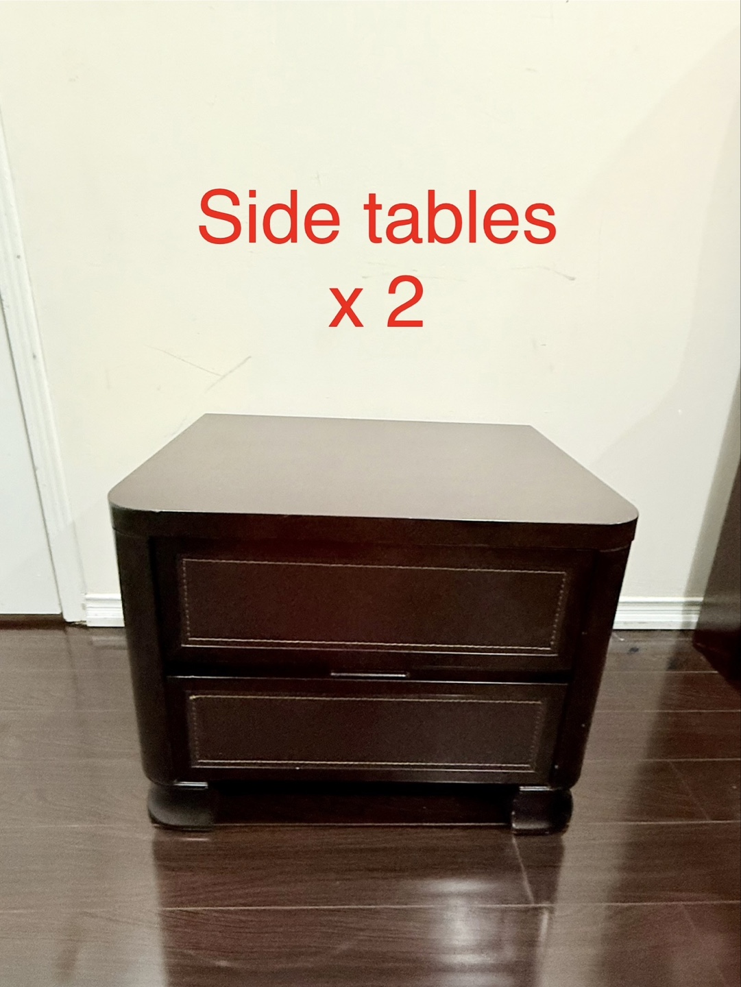 Pair of Dark Brown Wooden Bedside Tables / night stands