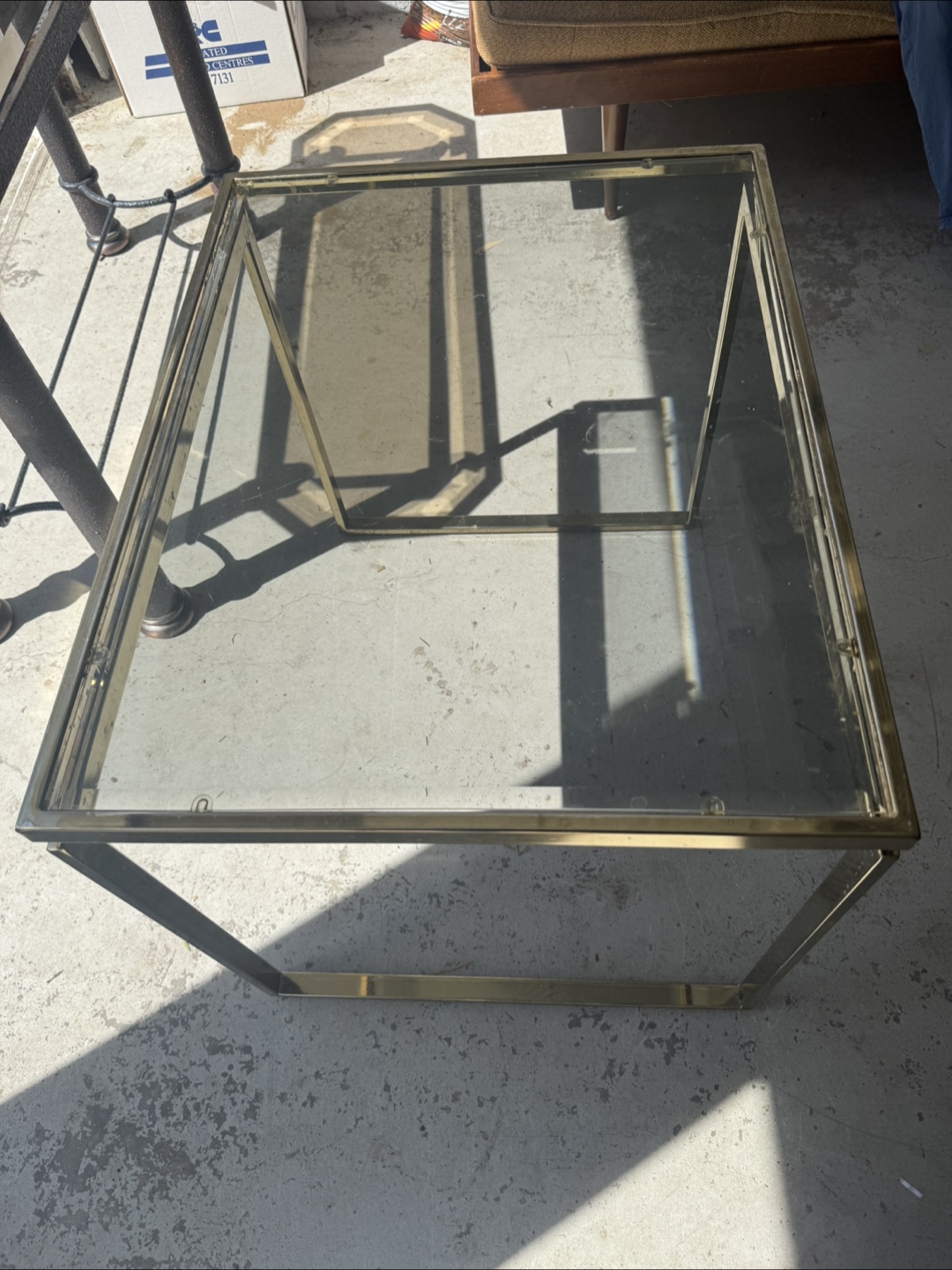Vintage Brass and Glass Coffee Table
