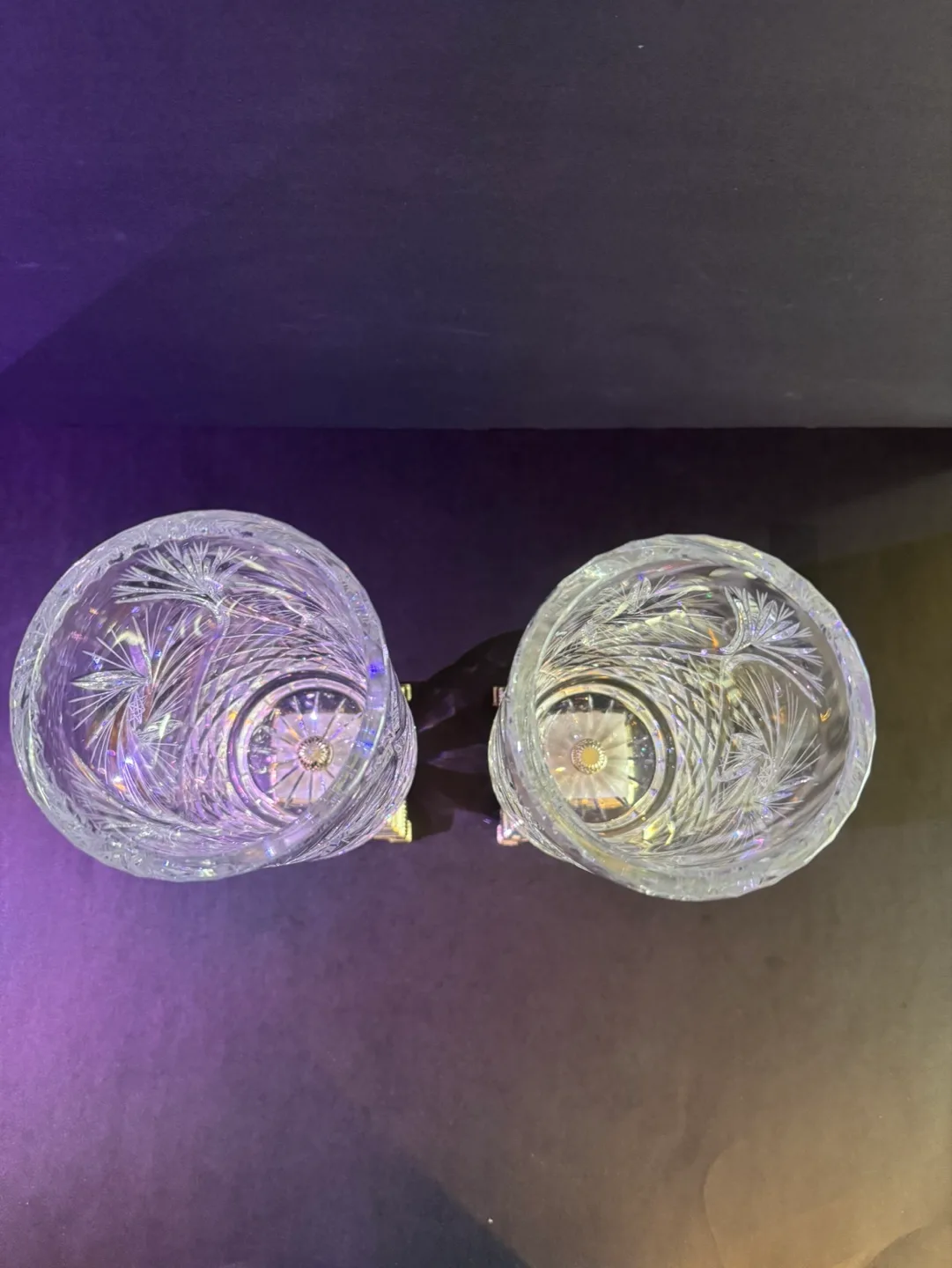 Pair of Crystal Vases with Brass Bases image indicator(2)