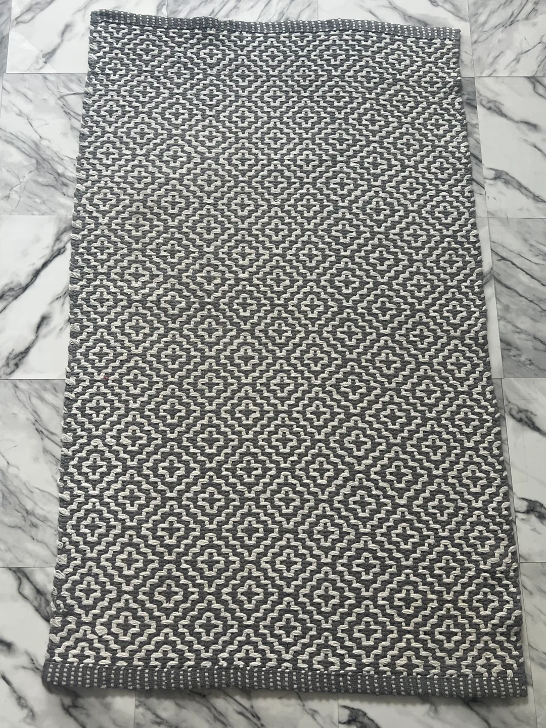 Grey and White Woven Rug thumbnail