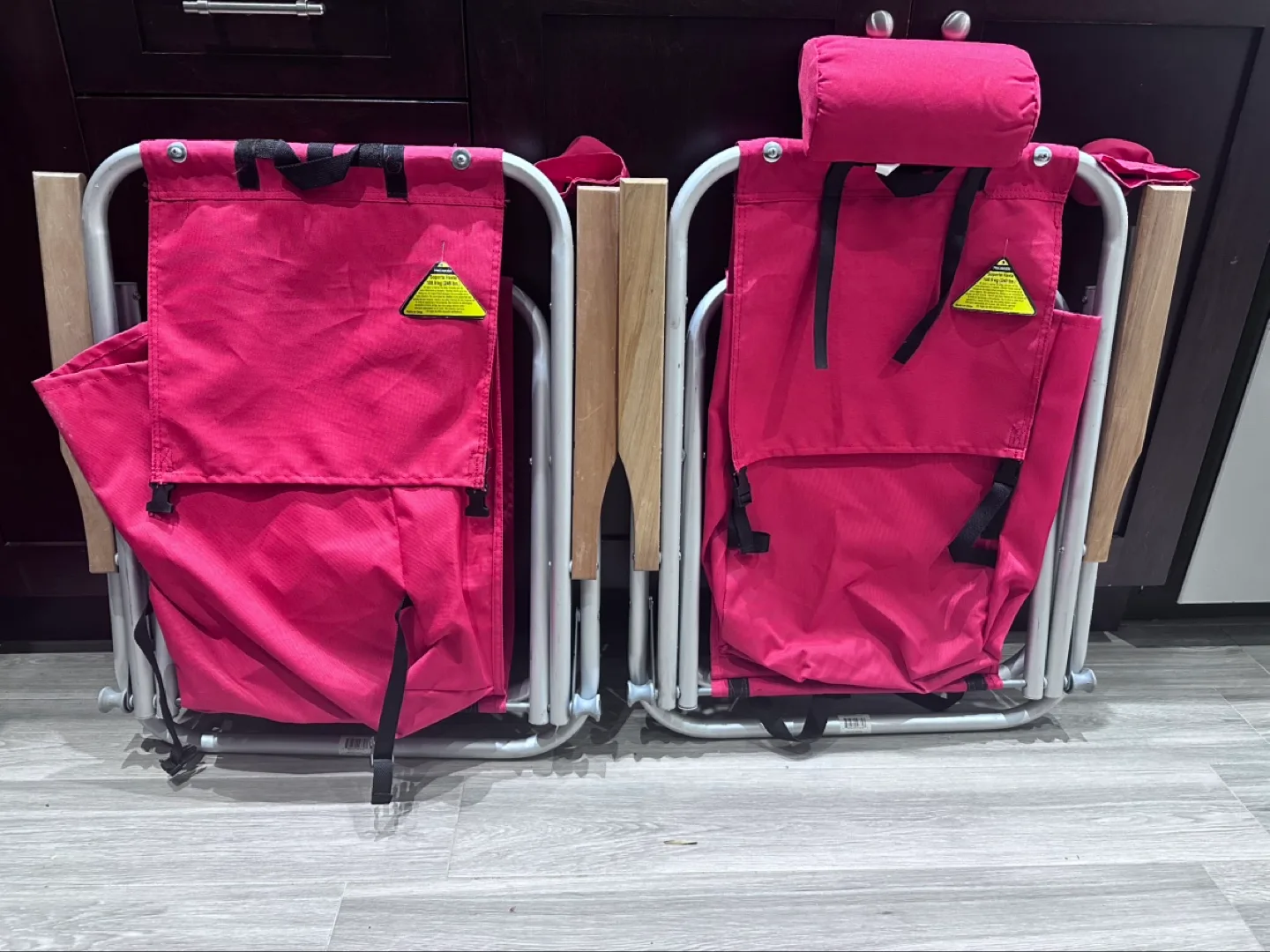 Two Red Portable Folding Chairs with Cup Holders image indicator(4)